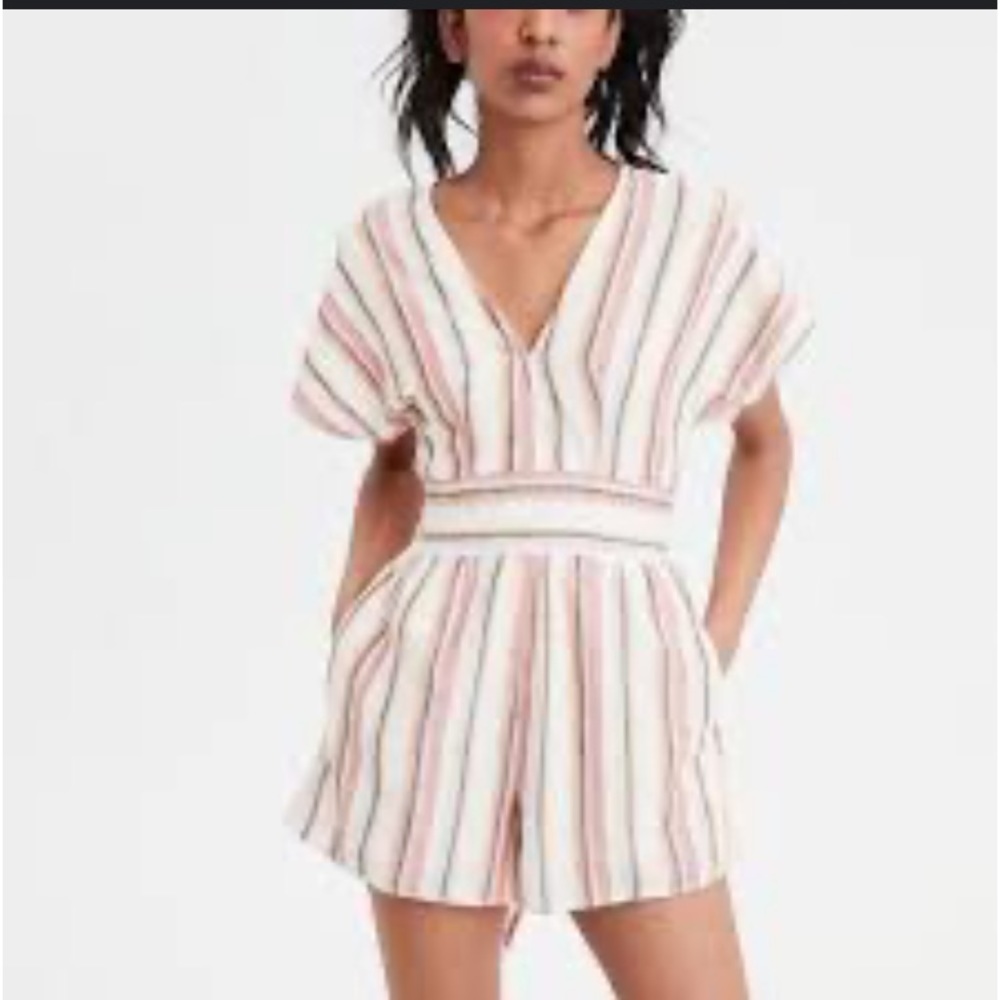 American Eagle outfitters multi color striped romper size L